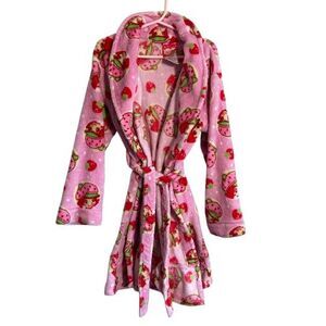 VTG Y2K Strawberry Shortcake Robe Girls 6 Pink Fleece Bath Swim